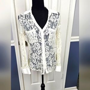 Express portofino lace button-up shirt